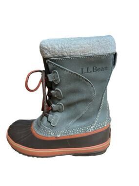 LL Bean Leather Fleece Lined Winter Duck Boots Sz 6